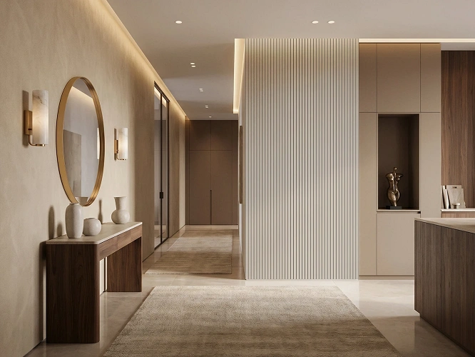 Płyty ścienne MDF Pure Wall Linex Kaszmir 5981 w modnej kuchni
