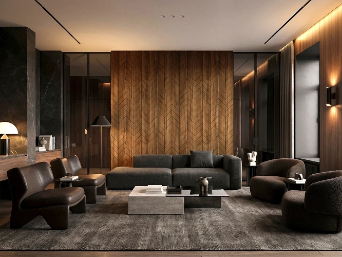 Płyty ścienne MDF do dużego salonu Pure Wall V-Line Dąb Barokowy Bursztynowy K536