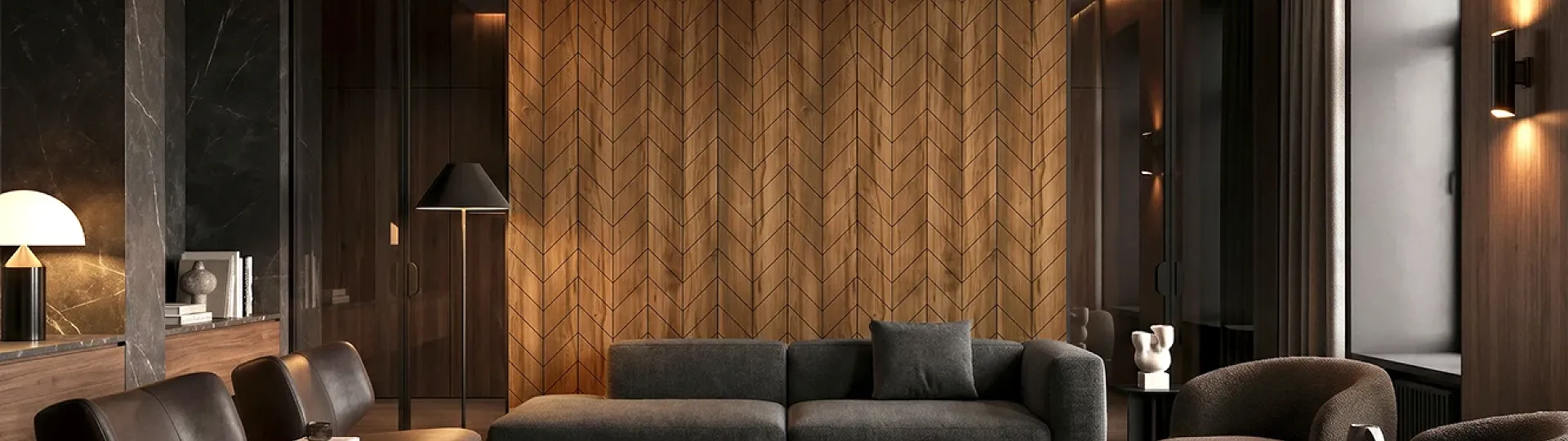 Płyty ścienne MDF do dużego salonu Pure Wall V-Line Dąb Barokowy Bursztynowy K536