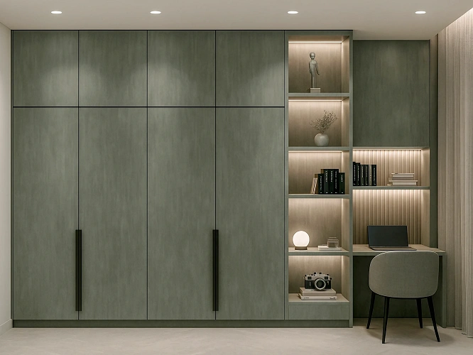 Nowoczesna zabudowa wnęki z płyty laminowaniej Falco Focus Grey Element Y381